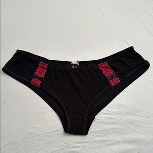Victoria’s Secret Sexy Little Things black with red lace trim hiphugger panty